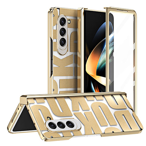 Funda Dura Plastico Rigida Carcasa Mate Frontal y Trasera 360 Grados ZL7 para Samsung Galaxy Z Fold5 5G Oro