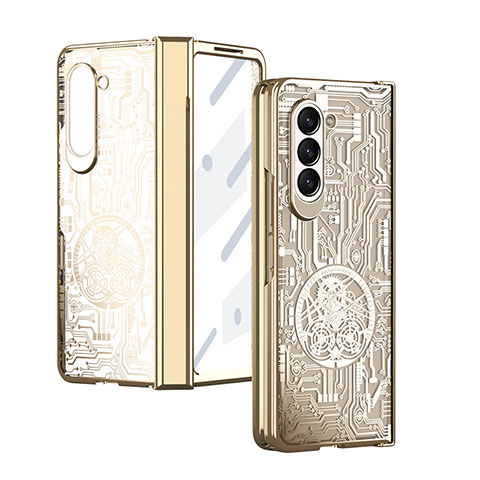 Funda Dura Plastico Rigida Carcasa Mate Frontal y Trasera 360 Grados ZL9 para Samsung Galaxy Z Fold5 5G Oro