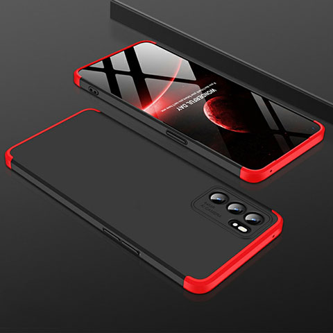 Funda Dura Plastico Rigida Carcasa Mate GK1 para Oppo Reno6 Pro 5G India Rojo y Negro