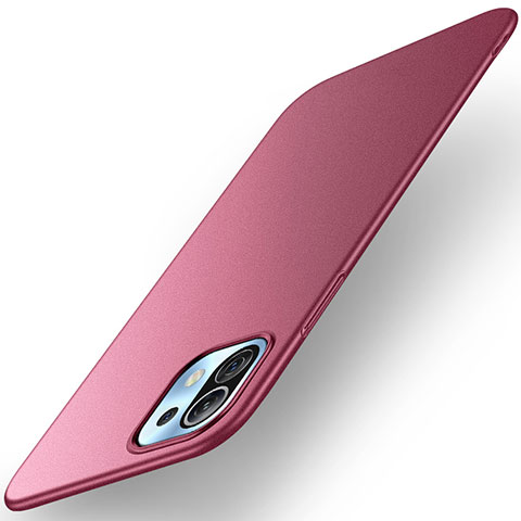 Funda Dura Plastico Rigida Carcasa Mate M01 para Xiaomi Mi 11 5G Rojo Rosa