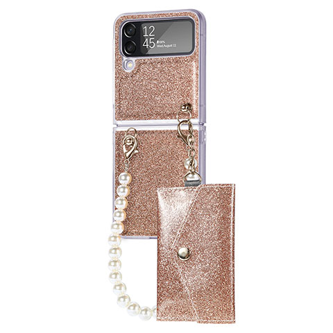 Funda Dura Plastico Rigida Carcasa Mate P08 para Samsung Galaxy Z Flip4 5G Oro