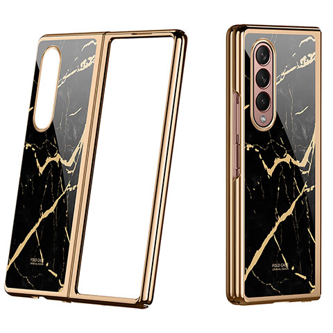 Funda Dura Plastico Rigida Carcasa Mate P08 para Samsung Galaxy Z Fold3 5G Oro y Negro