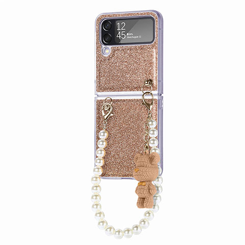 Funda Dura Plastico Rigida Carcasa Mate P09 para Samsung Galaxy Z Flip4 5G Oro