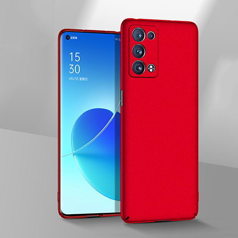 Funda Dura Plastico Rigida Carcasa Mate para Oppo Reno6 Pro+ Plus 5G Rojo