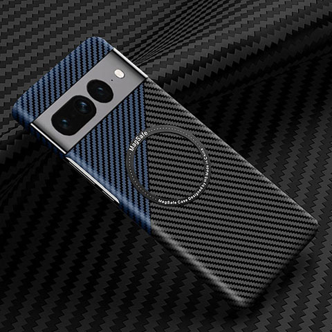 Funda Dura Plastico Rigida Carcasa Mate Twill con Mag-Safe Magnetic para Google Pixel 7 Pro 5G Azul y Negro