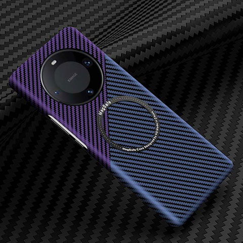 Funda Dura Plastico Rigida Carcasa Mate Twill con Mag-Safe Magnetic para Huawei Mate 60 Pro Morado y Negro