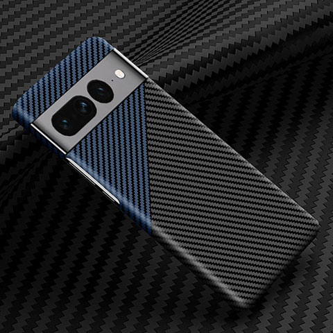 Funda Dura Plastico Rigida Carcasa Mate Twill para Google Pixel 7 Pro 5G Azul y Negro