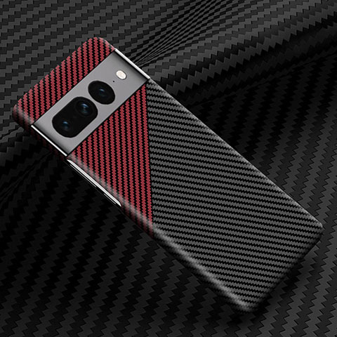 Funda Dura Plastico Rigida Carcasa Mate Twill para Google Pixel 7 Pro 5G Rojo y Negro