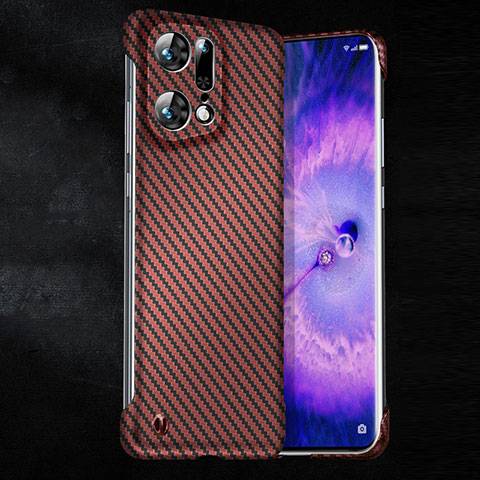 Funda Dura Plastico Rigida Carcasa Mate Twill T01 para Oppo Find X5 Pro 5G Rojo