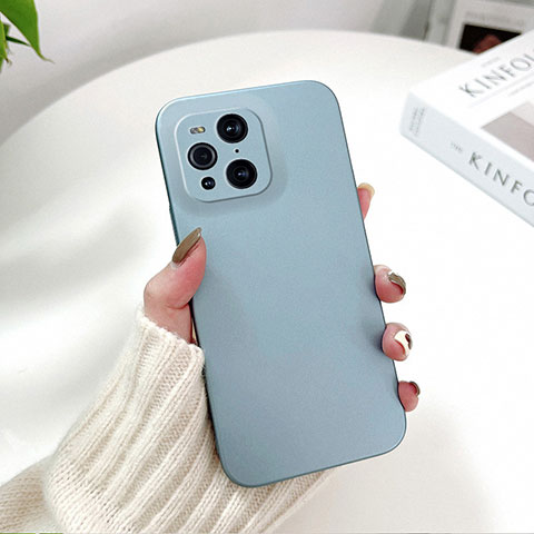 Funda Dura Plastico Rigida Carcasa Mate YK6 para Oppo Find X3 5G Azul Cielo