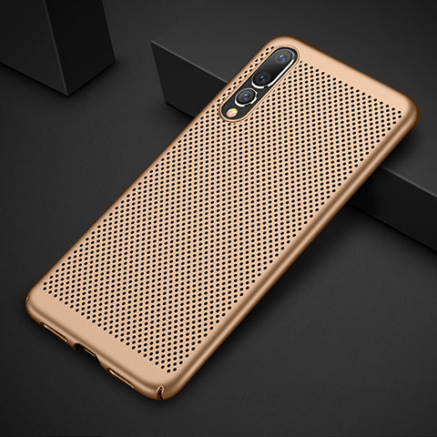 Funda Dura Plastico Rigida Carcasa Perforada M01 para Huawei P20 Pro Oro