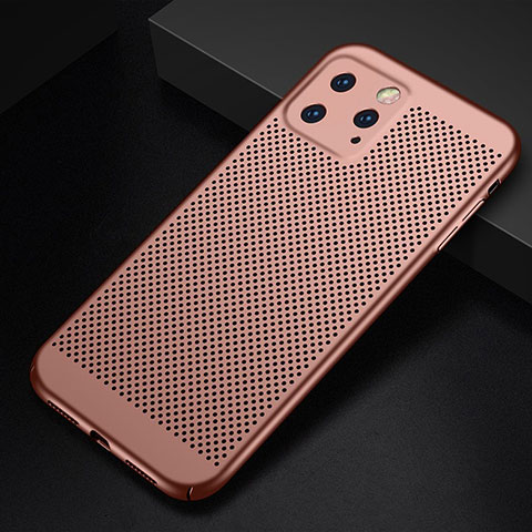 Funda Dura Plastico Rigida Carcasa Perforada para Apple iPhone 11 Pro Max Oro Rosa