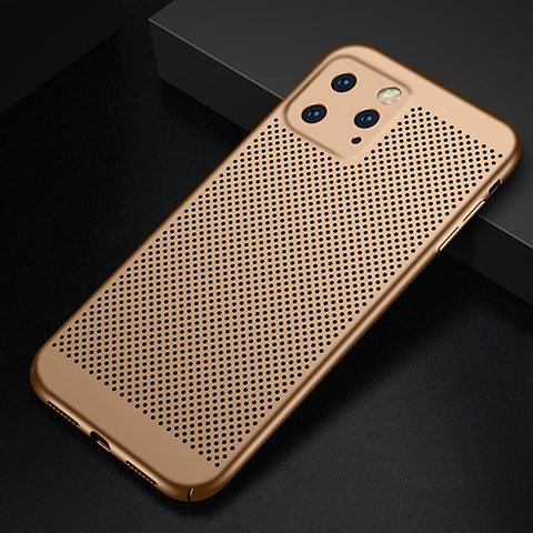 Funda Dura Plastico Rigida Carcasa Perforada para Apple iPhone 11 Pro Oro