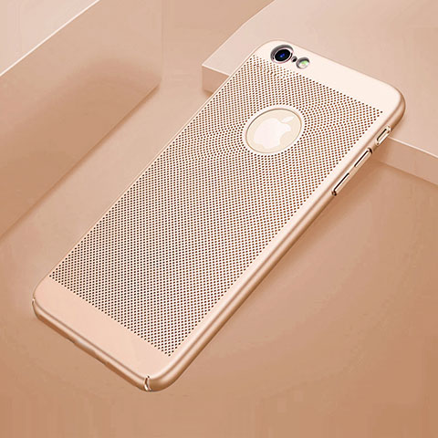 Funda Dura Plastico Rigida Carcasa Perforada para Apple iPhone 6 Plus Oro