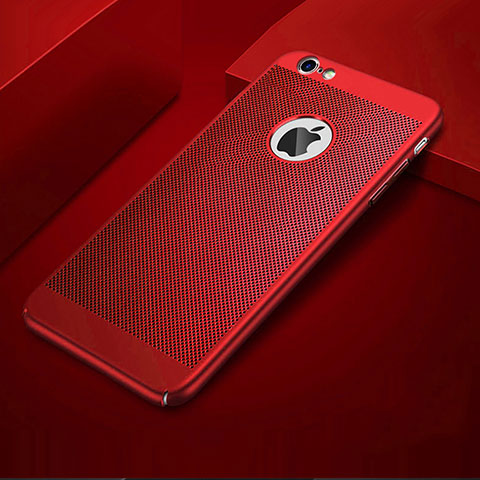 Funda Dura Plastico Rigida Carcasa Perforada para Apple iPhone 6 Plus Rojo