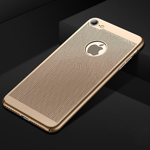 Funda Dura Plastico Rigida Carcasa Perforada para Apple iPhone 7 Oro