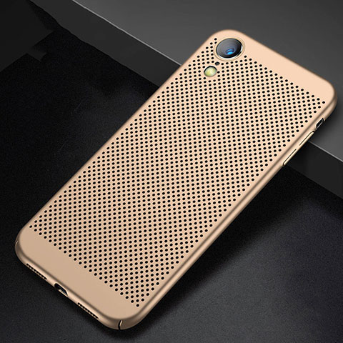 Funda Dura Plastico Rigida Carcasa Perforada para Apple iPhone XR Oro