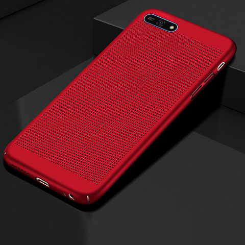 Funda Dura Plastico Rigida Carcasa Perforada para Huawei Honor 7A Rojo