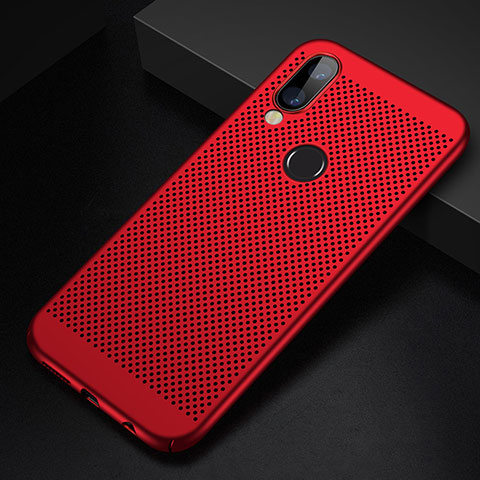 Funda Dura Plastico Rigida Carcasa Perforada para Huawei P Smart+ Plus Rojo