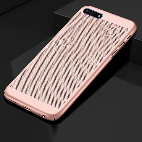 Funda Dura Plastico Rigida Carcasa Perforada para Huawei Y6 Prime (2018) Oro Rosa