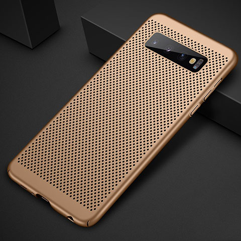 Funda Dura Plastico Rigida Carcasa Perforada para Samsung Galaxy S10 5G Oro