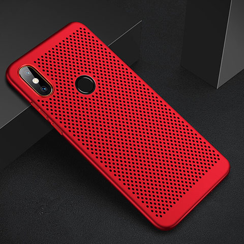 Funda Dura Plastico Rigida Carcasa Perforada para Xiaomi Redmi 6 Pro Rojo