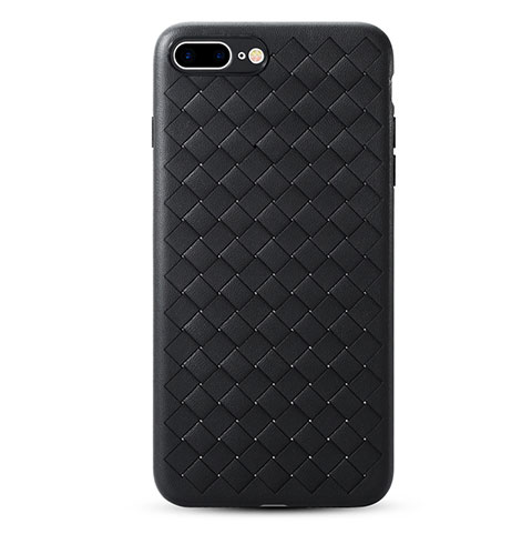 Funda Dura Plastico Rigida de Cuero para Apple iPhone 7 Plus Negro