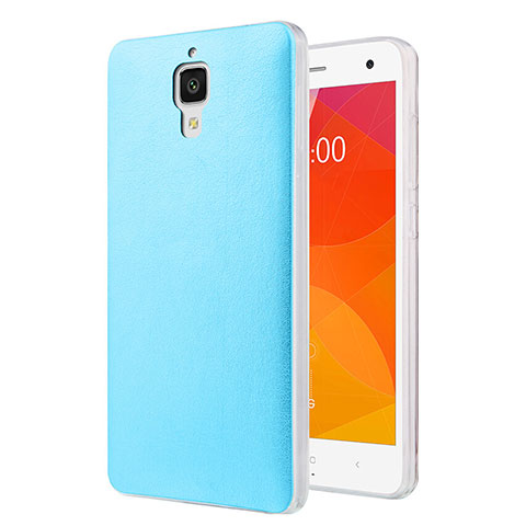 Funda Dura Plastico Rigida de Cuero para Xiaomi Mi 4 Azul Cielo