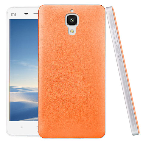 Funda Dura Plastico Rigida de Cuero para Xiaomi Mi 4 Naranja