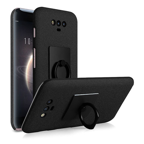 Funda Dura Plastico Rigida Fino Arenisca con Anillo de dedo Soporte para Huawei Honor Magic Negro