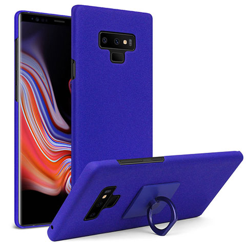 Funda Dura Plastico Rigida Fino Arenisca con Anillo de dedo Soporte para Samsung Galaxy Note 9 Azul