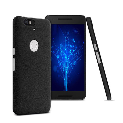 Funda Dura Plastico Rigida Fino Arenisca para Google Nexus 6P Negro