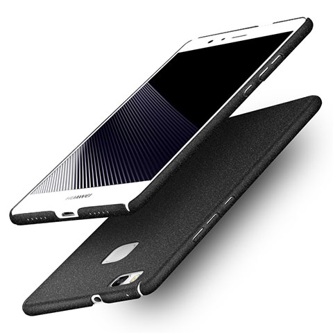 Funda Dura Plastico Rigida Fino Arenisca Q01 para Huawei P9 Lite Negro