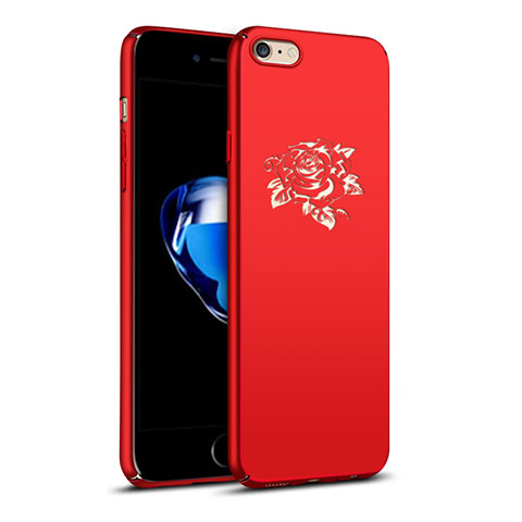 Funda Dura Plastico Rigida Flores para Apple iPhone 6 Rojo