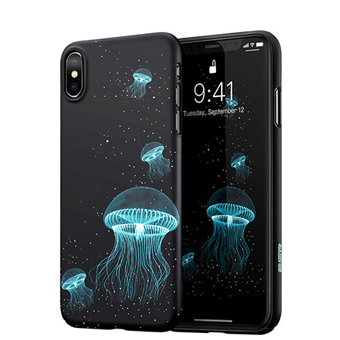 Funda Dura Plastico Rigida Fluorescencia para Apple iPhone Xs Negro