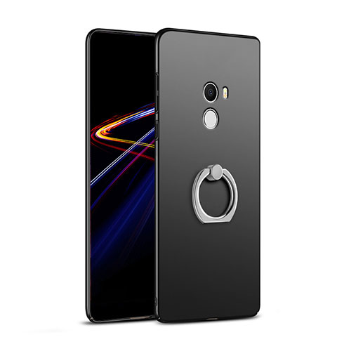 Funda Dura Plastico Rigida Mate con Anillo de dedo Soporte A02 para Xiaomi Mi Mix Negro