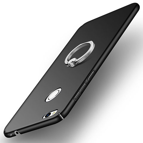 Funda Dura Plastico Rigida Mate con Anillo de dedo Soporte A03 para Huawei GR3 (2017) Negro