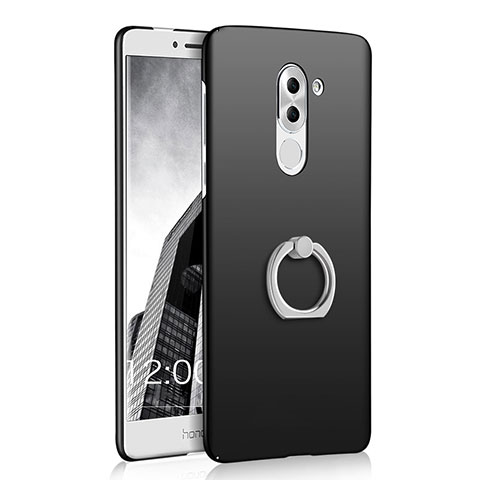 Funda Dura Plastico Rigida Mate con Anillo de dedo Soporte A03 para Huawei GR5 (2017) Negro