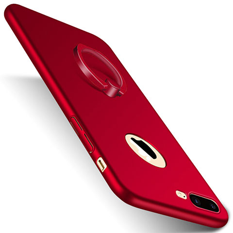 Funda Dura Plastico Rigida Mate con Anillo de dedo Soporte F01 para Apple iPhone 7 Plus Rojo