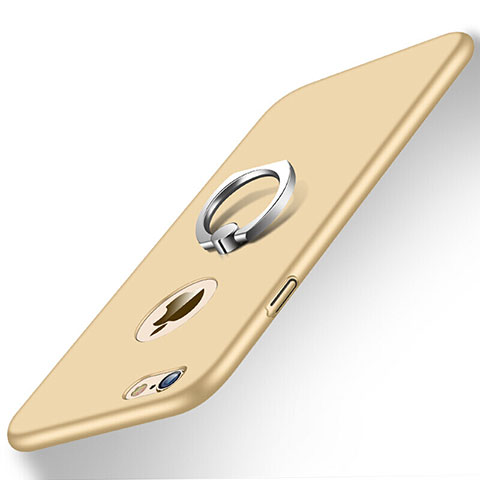 Funda Dura Plastico Rigida Mate con Anillo de dedo Soporte para Apple iPhone 6 Oro