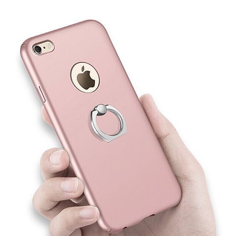 Funda Dura Plastico Rigida Mate con Anillo de dedo Soporte para Apple iPhone 6S Plus Rosa