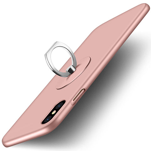 Funda Dura Plastico Rigida Mate con Anillo de dedo Soporte para Apple iPhone X Rosa