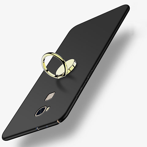 Funda Dura Plastico Rigida Mate con Anillo de dedo Soporte para Huawei Honor 5X Negro