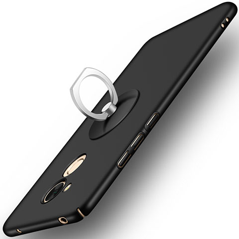 Funda Dura Plastico Rigida Mate con Anillo de dedo Soporte para Huawei Honor 6A Negro