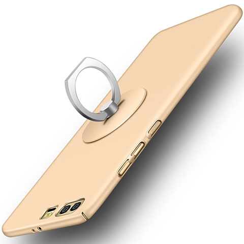 Funda Dura Plastico Rigida Mate con Anillo de dedo Soporte para Huawei Honor 9 Oro