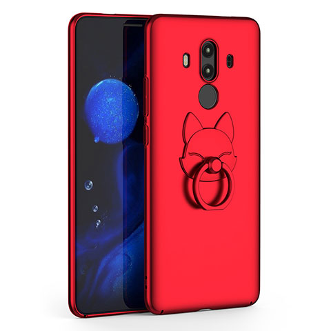 Funda Dura Plastico Rigida Mate con Anillo de dedo Soporte para Huawei Mate 10 Pro Rojo