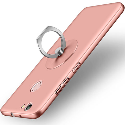 Funda Dura Plastico Rigida Mate con Anillo de dedo Soporte para Huawei Nova Oro Rosa