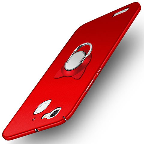 Funda Dura Plastico Rigida Mate con Anillo de dedo Soporte para Huawei P8 Lite Smart Rojo