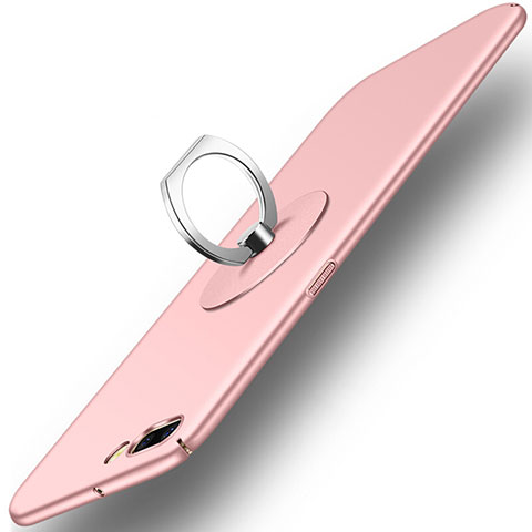 Funda Dura Plastico Rigida Mate con Anillo de dedo Soporte para OnePlus 5 Oro Rosa