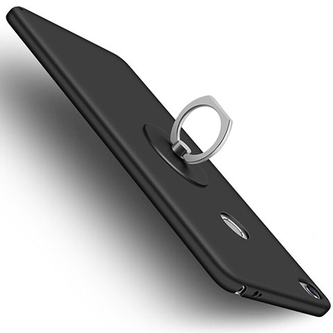 Funda Dura Plastico Rigida Mate con Anillo de dedo Soporte para Xiaomi Mi Max Negro